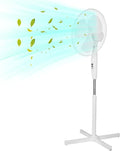 Stand Fan, 90° Oscillation, 3 Speeds, 3 Modes, Adjustable Height, Ideal for Home, Bedroom or Office, Remote Control, White (wood-FS40-3-white)