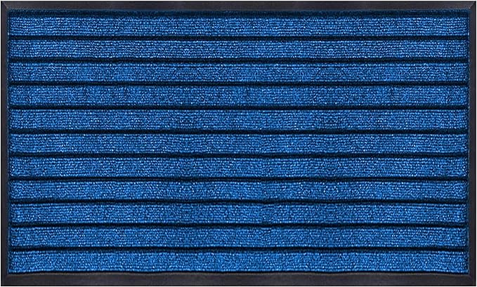 Hafaa Indoor & Outdoor Blue Door Mat 40x60 cm Non Slip Water Absorbent Rubber Mat Heavy Duty Floor Mats