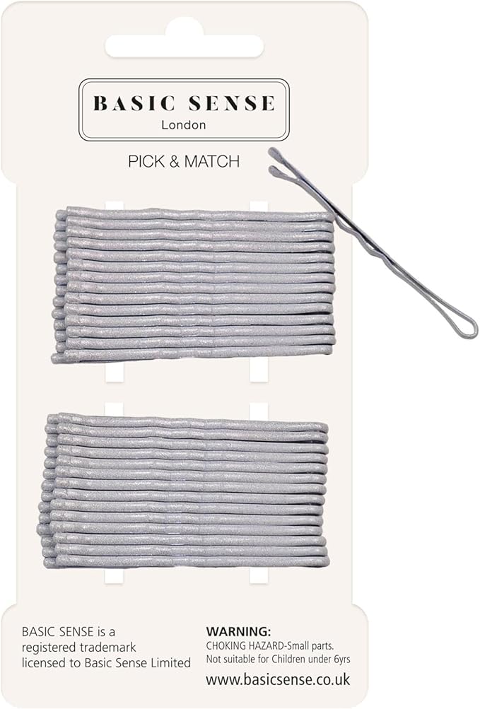 BasicSense 30PCS Metal Bobby Kirby Hair Pins, Silver
