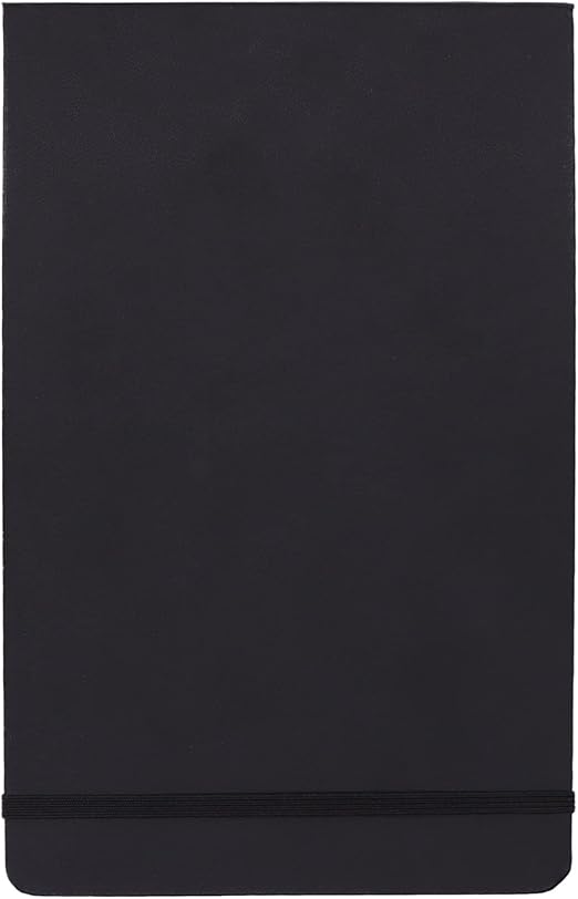 Amazon Basics Hardcover Art Sketchbook, Large Size, 21 x 13 cm, 36 sheets/72 pages, 1-Pack, Black