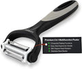 Lantana Potato Peeler + Micro-Serrated Veg Peeler + Julienne Slicer - 3 in 1 for Speed Peeling of Fruit & Vegetable - Black/Grey/Stainless Steel