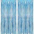 Blue Tinsel Curtain Party Backdrop - GREATRIL Foil Curtain Party Decor Photo Streamers Backdrop for Birthday/Mermaid/Under Sea/Ocean/Frozen Party Decorations - 1m x 2.5m - Pack of 2