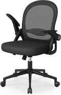 naspaluro Home Office Chair Ergonomic Desk Chair Swivel Computer Chair Mid-Back Mesh Chair with Flip-up Armrests and Lumbar Support for Home/Office - Black