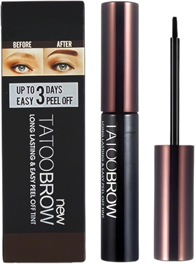 Tattoo Brow Peel Off Eyebrow Gel Tint Eyebrow Tint Dark Brown Semi-Permanent Colour Waterproof Peel OffEyebrow Gel Lasts Up To 3 Days PeelOffEyebrow DyeEyebrow Colours Tattoo Brow (#01darkbrown)