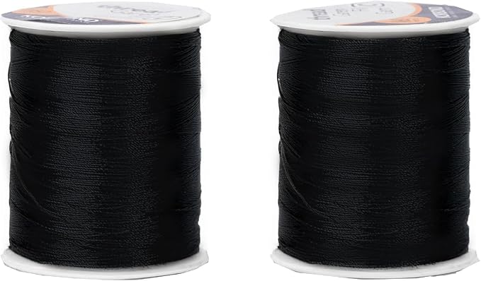 Korbond 320m Sewing Thread –2 x 160m Spools - Black Polyester – Hand and Machine Sewing