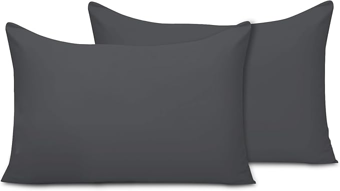 Pamposh Pillow Cases 2 Pack Super Soft Brushed Microfibre Pillow Covers Hypoallergenic Breathable Non Iron Envelope Closure Grey Pillow Cases