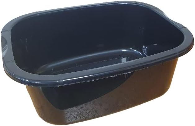11 Litres Washing Up Bowl Rectangular Plastic Multi-Purpose Basin Mixing Sink Tidy Organizers (Black)