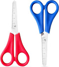 Kids Scissors 2 PCS Preschool Children Safety Scissors with cm-Scale Plastic Handle Craft for Scrapbooking DIY Craft Students Teaching Stationery(2, Red+Blue)