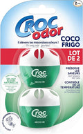 Croc'Odor Fridge Deodoriser, Twin Pack, Unscented, Food Safe Formular with Temperature Indicator - 2 x 33 g, Packaging may vary