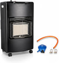 Straame Mobile Gas Heater 4.2kW – Foldable Indoor Butane Heater with 3 Heat Settings, Push-Button Ignition, ODS & Anti-Tilt Safety – Fits 13/15kg Cylinder, Regulator & Hose Included, with Castors