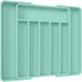 Aujen Cutlery Drawer Organiser - Expandable Kitchen Drawer Storage Organiser, Adjustable Cutlery Tray, Multipurpose Utensil Organisation for Forks, Knives, Green, 34 x 4 x 26~50 cm