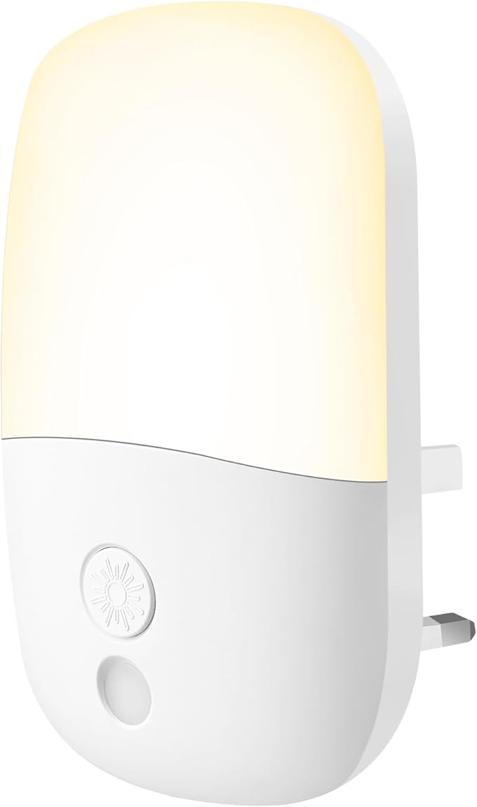 Jsdoin Wall Mount Night Light, with 5 Levels of Brightness and Dusk to Dawn Light Sensor, Children's Night Light for Children's Rooms, Stairs, Hallways, Bedrooms, Warm White (1PACK)[Energy Class G]