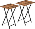 HOOBRO Side Table 2 Set, Folding Tables, TV Tray Table for Eating, Small Sofa End Laptop Drinks Coffee Tables for Small Space, Living Room, Industrial, Metal Frame, Rustic Brown EBF25BZ01