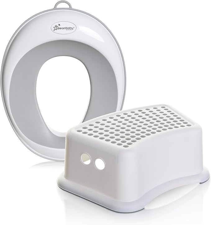 Dreambaby Potty Training Toilet Seat and Step Stool Set With Anti-Slip Base, Comfortable & Soft Touch Topper