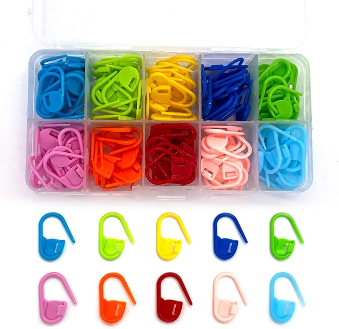 AIOUNIYA Stitch Markers - Crochet & Knitting Markers, 10 Colors, 120 pcs with Box for Crafting