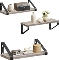 VASAGLE Wall Shelf,Set of 3, 2 Mounting Options, Display Shelf, for Living Room, Kitchen, Study, Bathroom, Greige-Black LWS033B02
