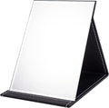 OWLKELA 21x15cm Portable Folding Mirror, Super HD Compact Makeup, Black PU Leather Travel, Free Standing Vanity, Tabletop Foldable