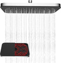Hibbent Self-Cleaning Rainfall Shower Heads, Fixed Shower Head 12 * 8 Inch, Square, High Pressure,Black Panel with Chrome Frame