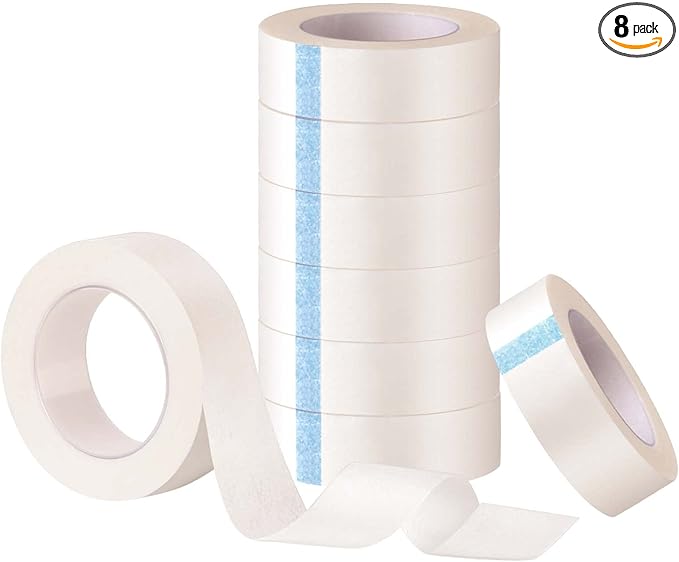 TUPARKA 8 Rolls White Eyelash Tape, Adhesive Eyelash Tapes, Lash Tape for Eyelash Extension Supply, 9M Each Roll