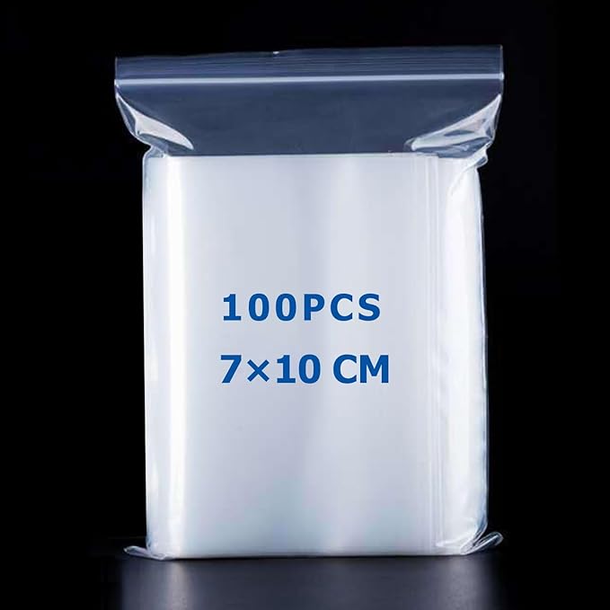 100 Grip Seal Bag - Small Plastic Bags for Jewelry, Candies, Coins, Medicine (7x10cm)