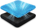 Large Gel Seat Cushion for Long Sitting – 45x45cm, Orthopedic Memory Foam Support Cushion for Sciatica, Tailbone and Hip Pain - Pressure Relief on the Back