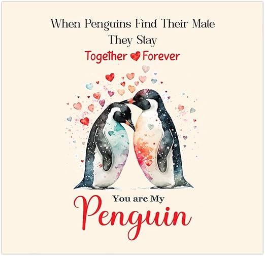 Papa Prints Penguin Valentines Greeting Card for Her I Love You Card for Her (145 x 150 mm) Anniversary and Valentines Cards for Couples
