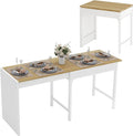 ARTETHYS Dining Table, 80-160cm Extendable Dining Table with Hidden Storage for 4-6 People, Large Kitchen Dinner Table with Metal Legs for Restaurant Home