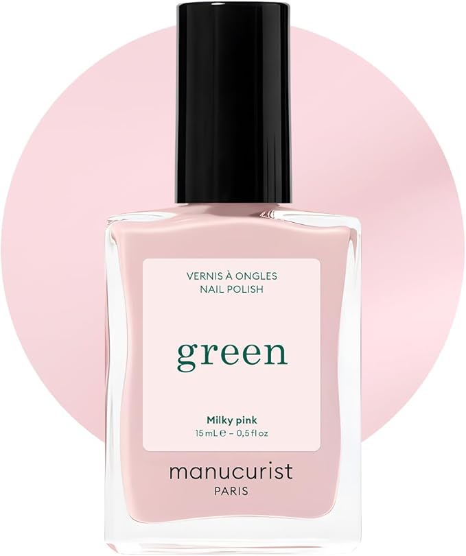 Manucurist - Green Light Pink Nail Polish Milky Pink- Natural Classic Nail Polish 9-Free - Vegan and Plant-Based - Manicure & Nails Care - Nail Varnish 9-Free