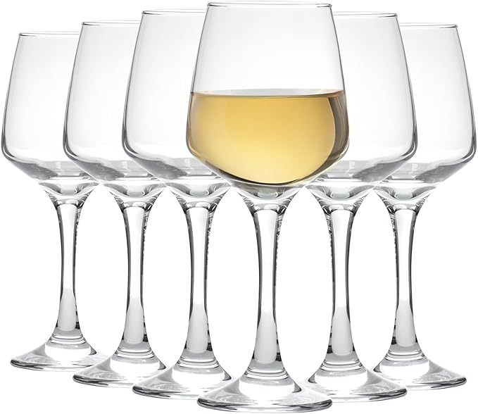 Argon Tableware White Wine Glasses Set of 6-295ml - Tallo Collection - Large Dishwasher Safe Red Wine Glasses Set for Restaurant, Hen Party, Celebrations