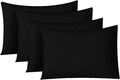 Pillow Cases 4 Pack Cotton 300 Thread Count - Hotel Quality Pillow Covers with Envelope Enclosure - Breathable & Super Soft Housewife Pillowcases 50 x 75 cm (Black)