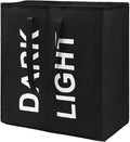 80L Large Laundry Basket with 2 Compartments, Collapisable Laundry Bag, Foldable Laundry Hamper, Folding Washing Storage Bin, Black