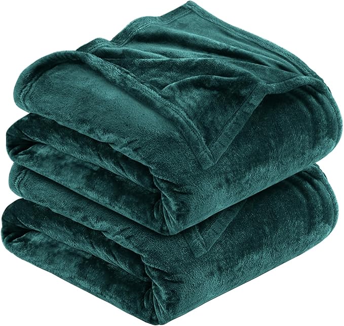 MOONLIGHT20015 Silk Touch Warm 2 Pack Fleece Blankets - 400 GSM Throws for Sofa Fluffy Blanket Bed Throw for Bedroom, Couch, Travel, Kids, Bedroom Accessories Emerald, Full/Queen (200 X 240CM)