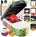 Fullstar Vegetable Chopper & Mandoline Slicer - Julienne Cutter Dicer Grater for Food Veg Onion Cucumber Tomato Salad Potato Cheese - Kitchen Gadgets & Accessories (Compact 6-in-1, White)