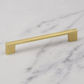 (128mm Handle) Brushed Brass Handle Slim Square Pull