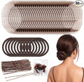 80pcs Brown Invisible Hair Bun Net Set, Teenitor 30pcs Invisible Hair Nets with Elastic Edge Mesh, 40pcs Coffee U Shape Hair Bun Pins & 10pcs Elastic Hair Bands for Girls Women Ballet Dancer Catering