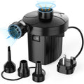 Electric Air Pump for Inflatables - Portable Quick-Fill Pump with 3 Nozzles (S/M/L), 230V AC, Black, Lightweight