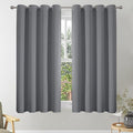 Blackout Short Curtains 54 Inch Drop, Eyelet Thermal Insulated Curtain for Cafe, Soft Grey Bedroom Curtains, Living Room Curtain & Drapes, W46 x L54 Inch, Grey, 2 Panels