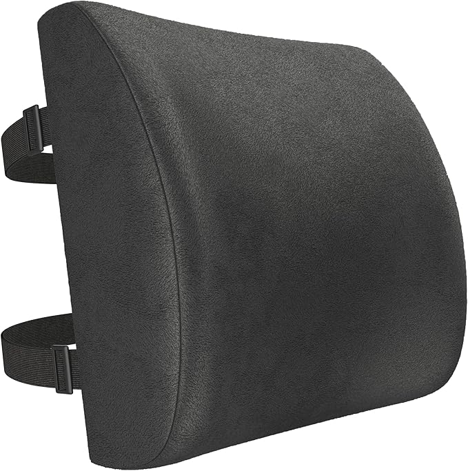 FORTEM Lumbar Support Cushion, Back Support for Office Chair and Car Seat, Back Rest for Gaming, Memory Foam Pillow, Desk Chair Cushion, Breathable & Washable Cover, Adjustable Straps