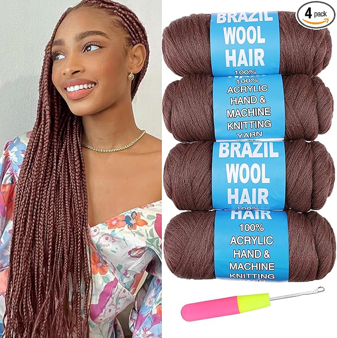 Brazilian Wool Hair Acrylic Yarn for Crochet, Box Braids, Jumbo Braids & Senegalese Twists (#30)
