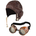 FNA FASHIONS Biggles Hat Pilot Goggles Frame Aviator Grandpa's Great Escape Fancy Dress Kit