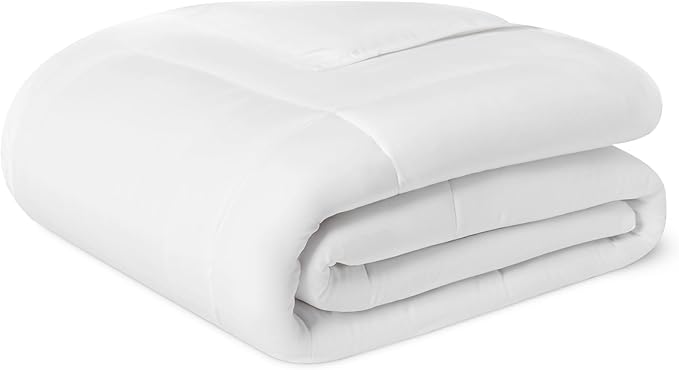 Amazon Basics Down Alternative Spring and Summer Duvet 5.1 TOG - Hypoallergenic Maching Washable Quilt, Single 135 x 200 cm, White