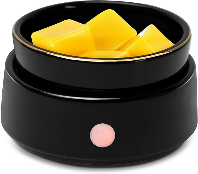 Wax Melt Warmer Candle Warmer Electric 4-in-1 Ceramic Wax Melt Burner for Scented Melts, Candle Jars, Essential Oil, Coffee Home Office Bedroom Decor Gifts for Mom Women (Black)