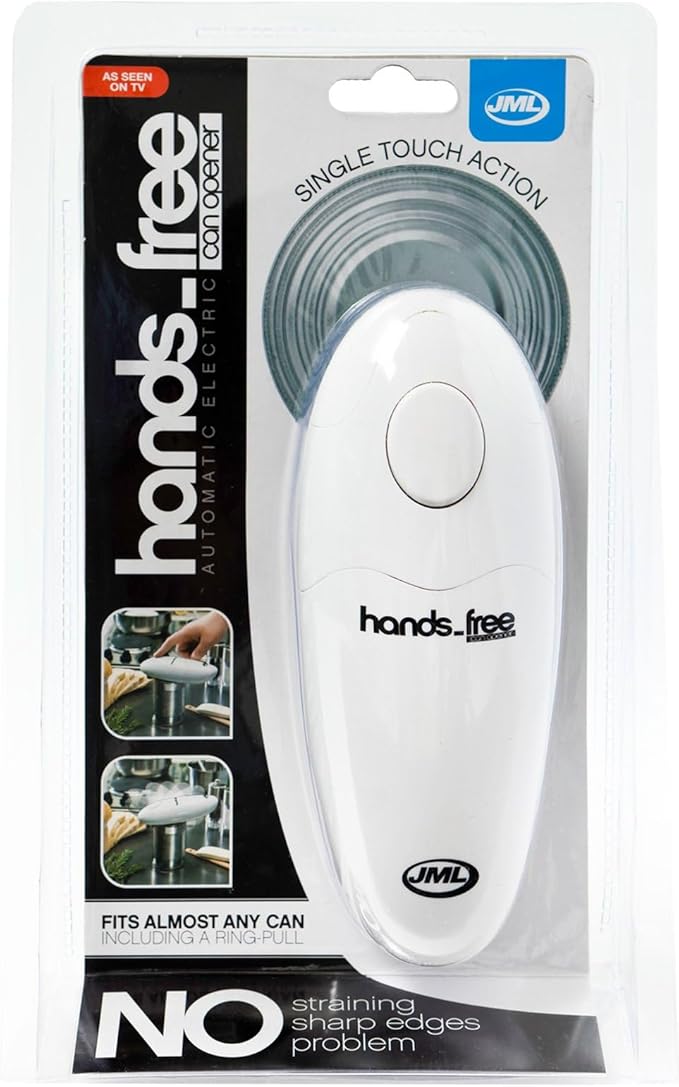 JML Electric Can Opener - One Touch Automatic Tin Opener for Clean, Fast and Effortless Opening, Magnet for Mess Free Lid Disposal - Kitchen Tools & Gadgets for Arthritis & Reduced Mobility Users