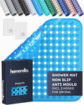 homerella® Shower Mat Non Slip Anti Mould 53 x 53 cm, INCL. Hooks for Drying, Bath Mat Non Slip Anti Mould, Shower Mats for Inside Shower, BPA-Free and Machine Washable for Children and Elderly