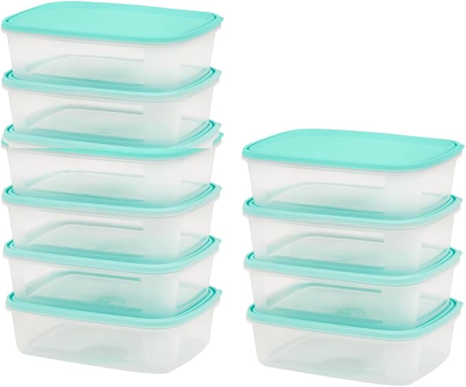 [10 Packs Snap-On Airtight containers with Lids 1000ml (1 Litre) Food Storage Containers, Meal Prep containers with lids- Leak Proof Microwave Freezer Dishwasher Safe Reusable