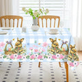 Romanstile Easter Table cloth Wipeable 200x140cm Blue and White Gingham Table Cloths Bunny Tablecloths Small Table Cover Water Resistant for Spring Outdoor Party Birthday Coffee Decorations,79x55 inch