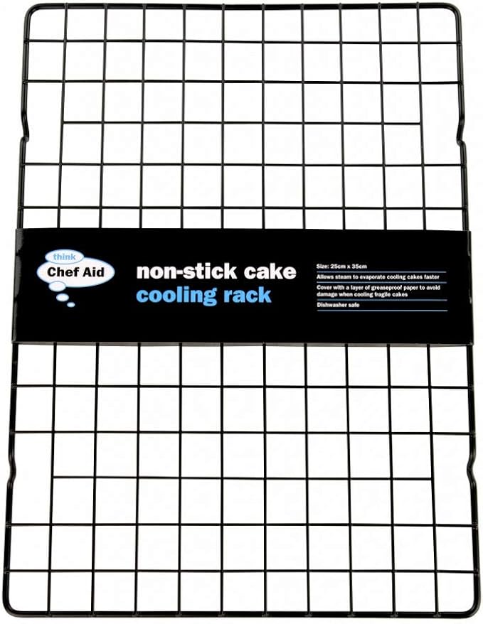 Chef Aid Non-Stick Cake Cooling Tray Measuring 25cm x 35cm, Perfect for Cooling Fresh Baked Cakes, Cookies and savouries, Dishwasher and Oven Safe at Moderate tempertures Moderate tempertures