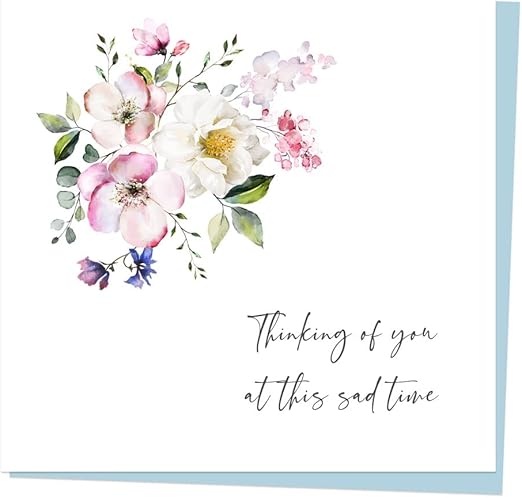 Dotty about Paper Sympathy Card - Botanical Watercolour Flowers Thinking of You Premium Greetings Card, Sympathy Cards, Floral, Foliage, Greenery, Pastel. Envelope Included (3403)
