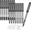 Rollerball Pen, 16 Pack Black Gel Pens 0.7 mm Fine Point Liquid Ink, Quick-Drying Ballpoint Pen for Writing, Journaling, Home Office Stationary Supplies
