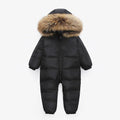 (Black, 110) Russian New Jumpsuit Kids Winter Wear Baby Boy Snowsuit Parka Nature Fur 90% Duck Down Jacket For Girl Clothes Coat Overalls